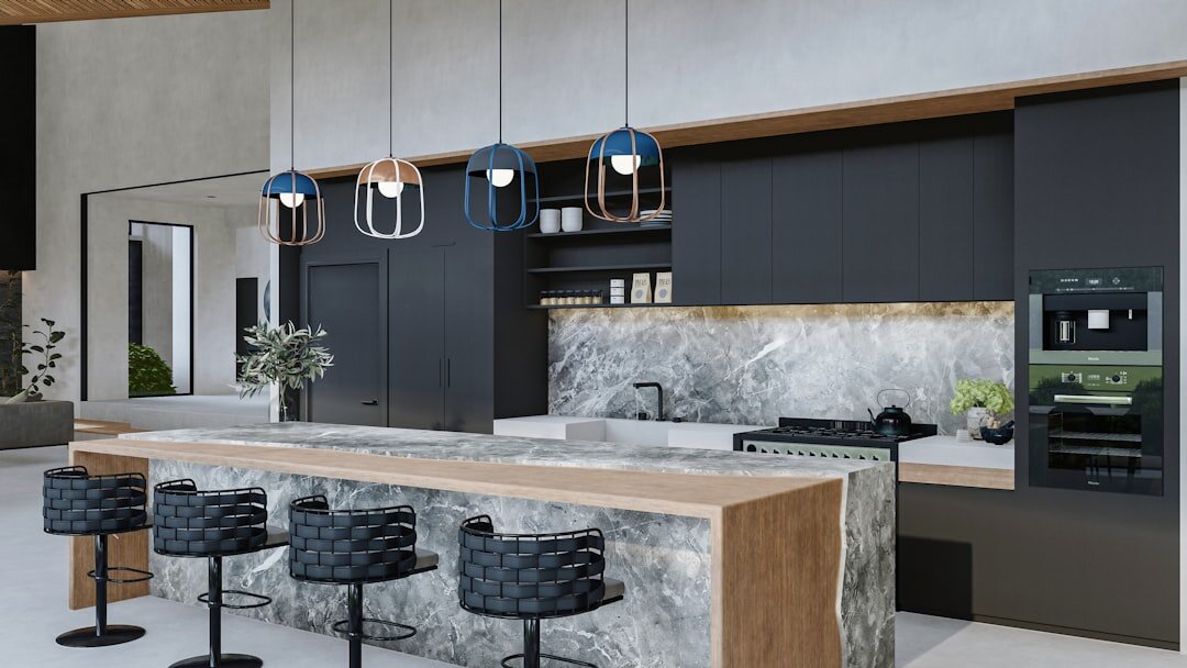 luxury kitchen with marble